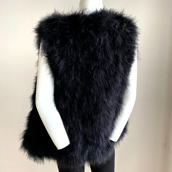 Club Monaco Black Marabou Feather Vest  S - Picture 7 of 8